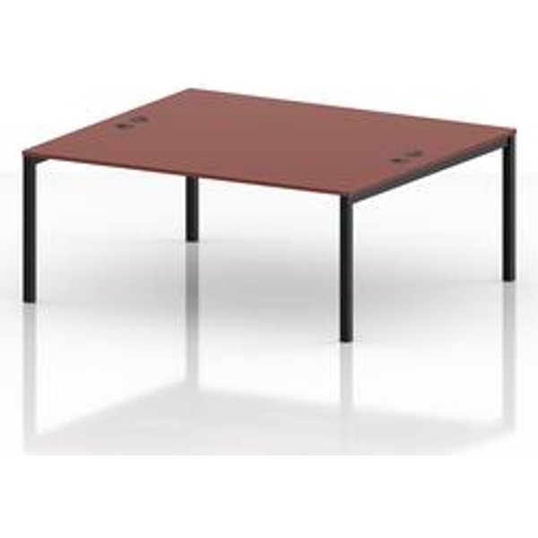 Impulse 2 Person Bench Desk - Black Frame, Brick Red Top