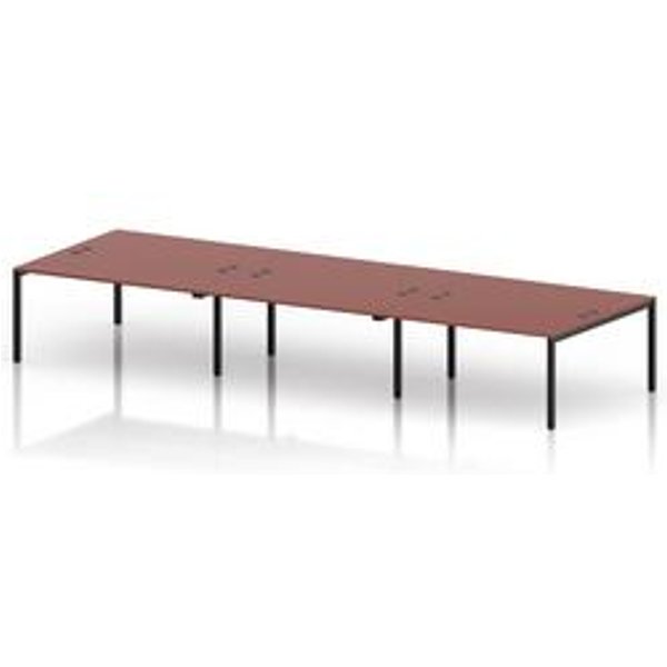 Impulse 6 Person Bench Desk with Black Frame in Brick Red