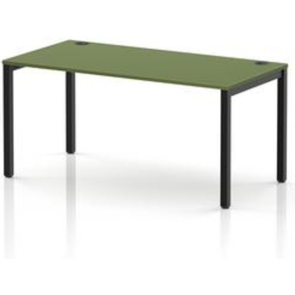 Impulse Single Row Office Bench Desk in Black and Moss Green