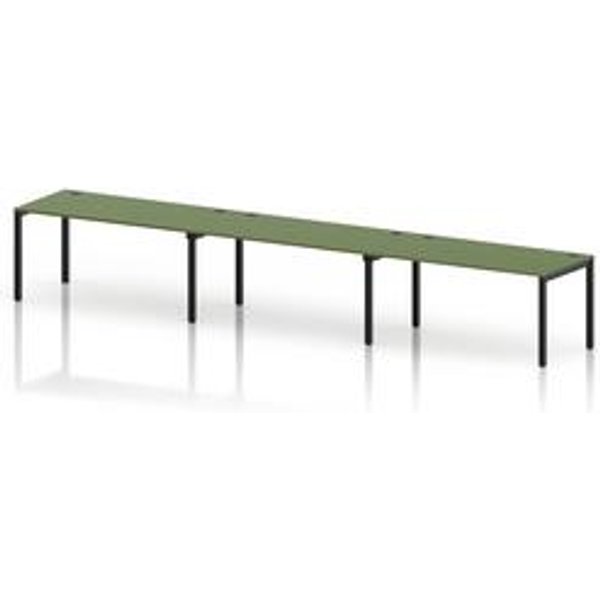 Impulse 3-Person Bench Desk in Black with Moss Green Top