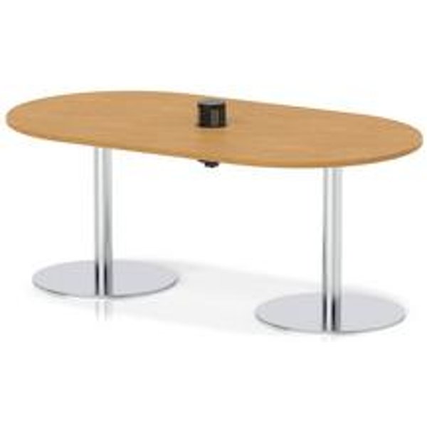 Italia 1800 Poseur Boardroom Table with Oak Top and Silver Legs
