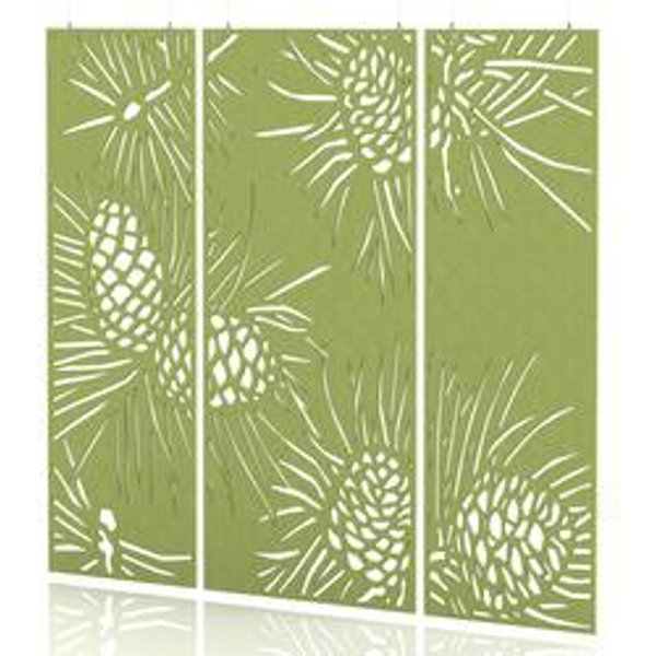 SCH! Acoustic Hanging Wall Panel - Pine Effect, Lime Green