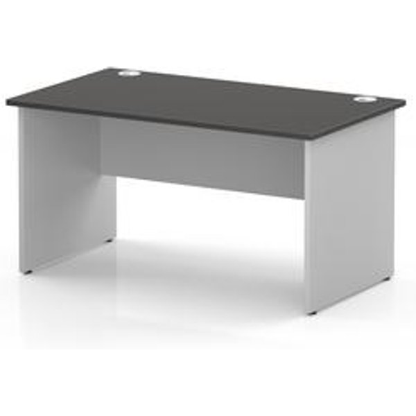 Impulse 1400mm Carbon Grey Office Desk with White Panel Legs