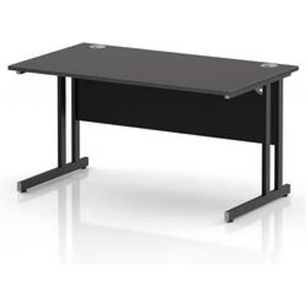 Impulse 1400mm Carbon Grey Office Desk with Black Cantilever Legs