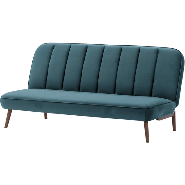 Lull Click-Click Sofa Bed, dirty blue, Leg colour: dark oak