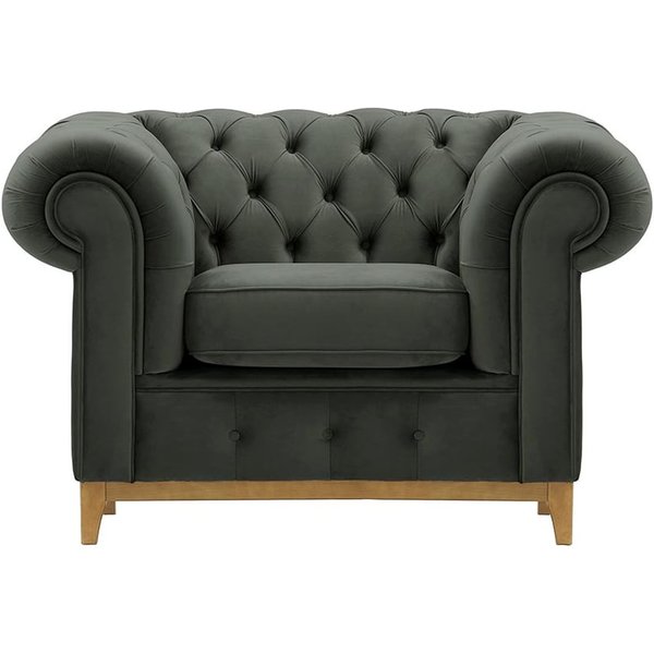Chesterfield Grand Armchair, graphite, Leg colour: like oak