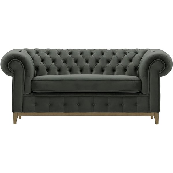 Chesterfield Grand 2 Seater Sofa, graphite, Leg colour: wax black