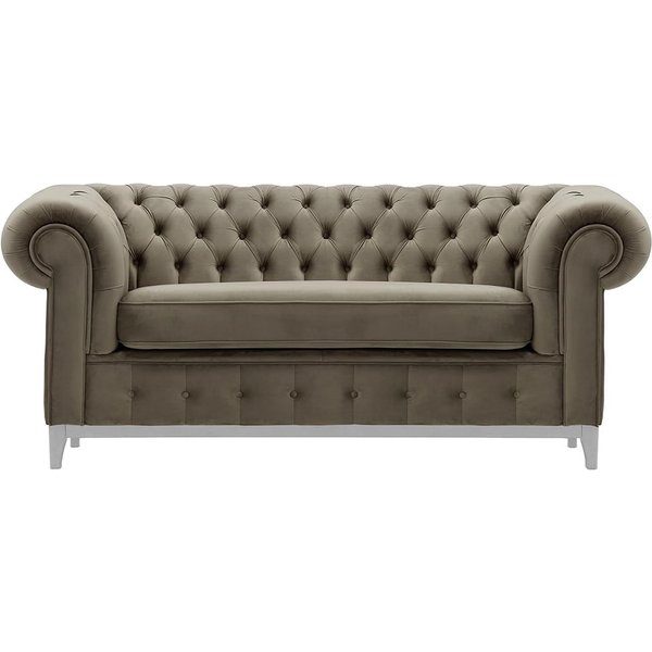 Chesterfield Grand 2 Seater Sofa, grey, Leg colour: white