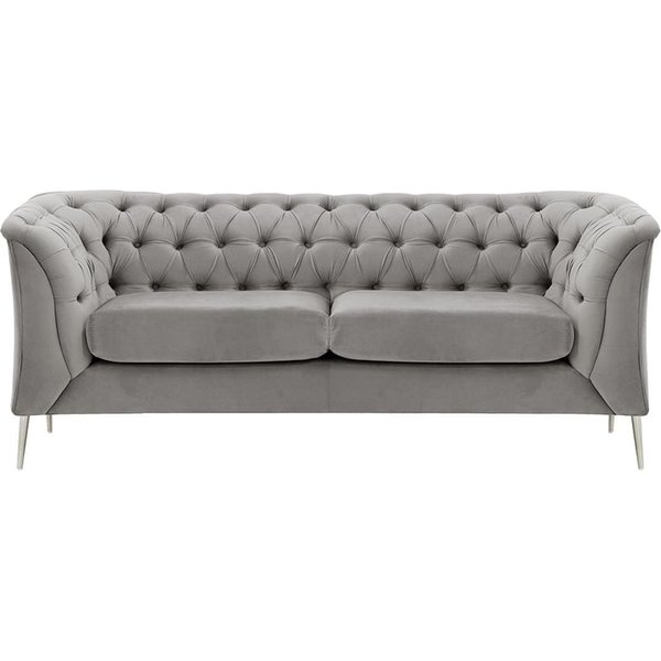 Chesterfield Modern 2 Seater Sofa, silver, Leg colour: chrome metal