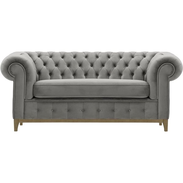 Chesterfield Grand 2 Seater Sofa, silver, Leg colour: wax black