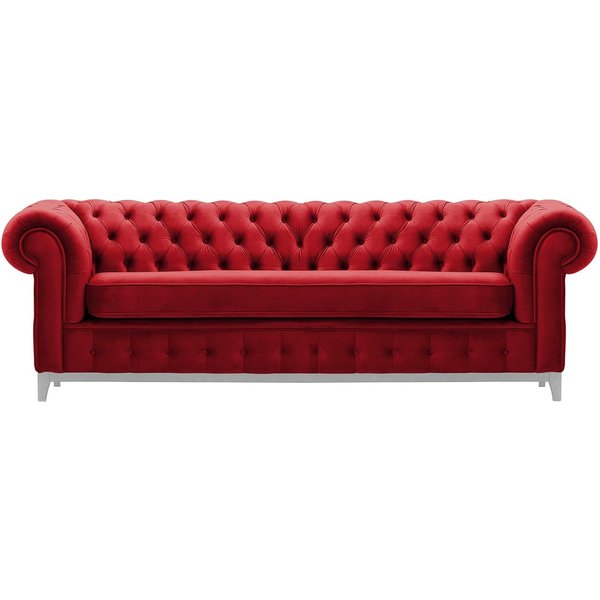 Chesterfield Grand 3 Seater Sofa, dark red, Leg colour: white