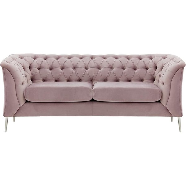 Chesterfield Modern 2 Seater Sofa, lilac, Leg colour: chrome metal