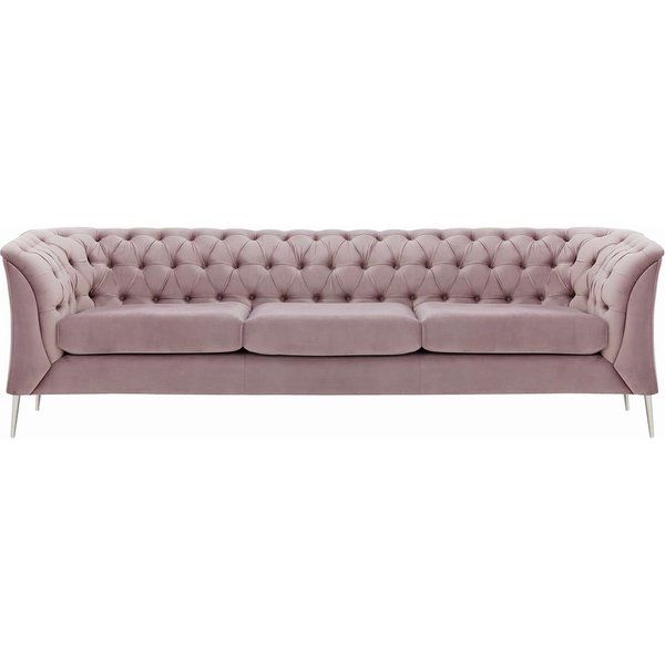 Chesterfield Modern 3 Seater Sofa, lilac, Leg colour: chrome metal