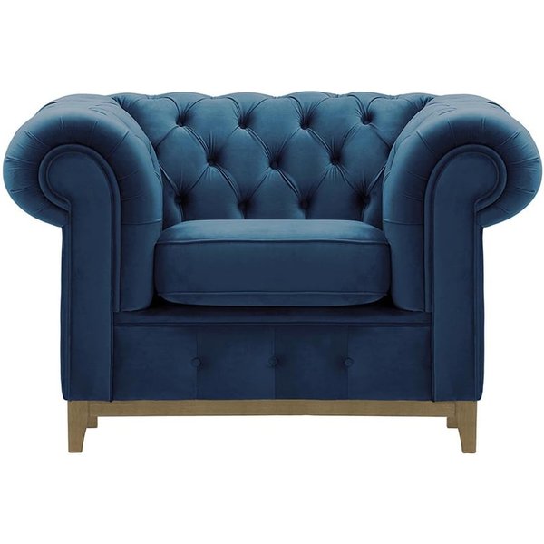 Chesterfield Grand Armchair, blue, Leg colour: wax black