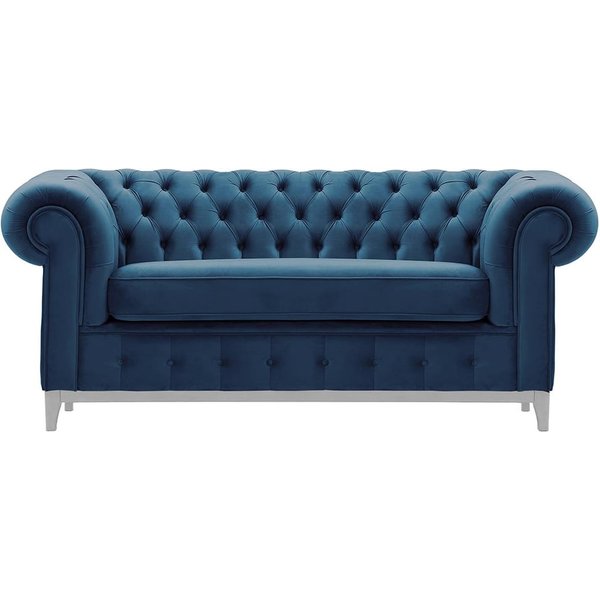 Chesterfield Grand 2 Seater Sofa, blue, Leg colour: white
