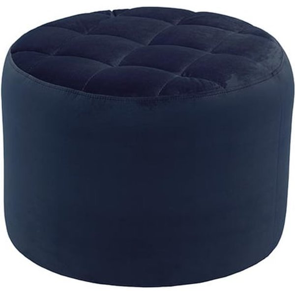 Flair Small Round Pouffe with Stitching, blue