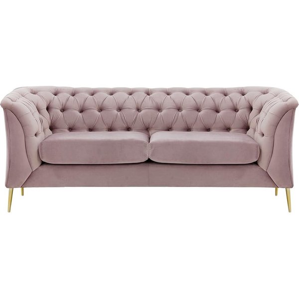 Chesterfield Modern 2 Seater Sofa, lilac, Leg colour: gold metal