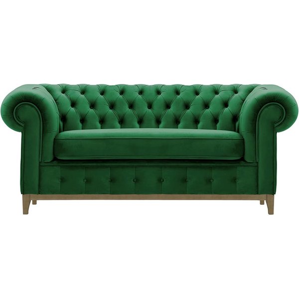Chesterfield Grand 2 Seater Sofa, dark green, Leg colour: wax black