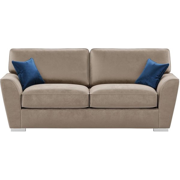 Majestic 3 Seater Sofa with Fitted Back Cushions, mink/blue