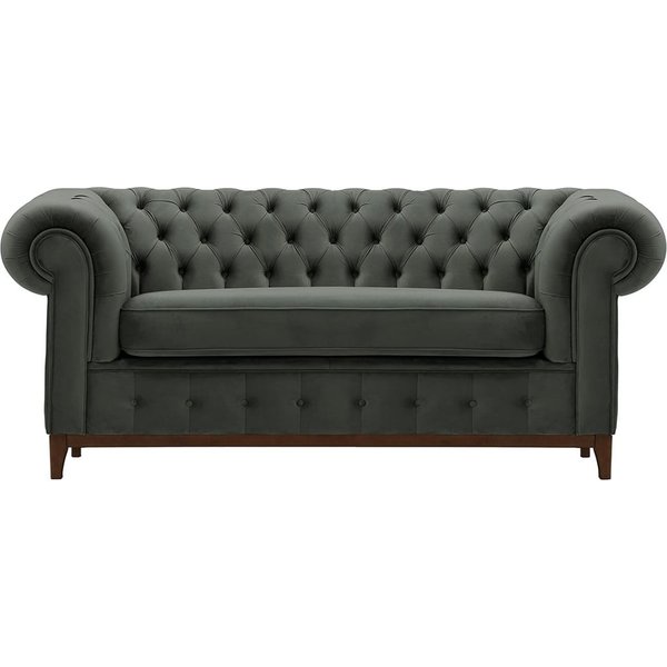 Chesterfield Grand 2 Seater Sofa, graphite, Leg colour: dark oak