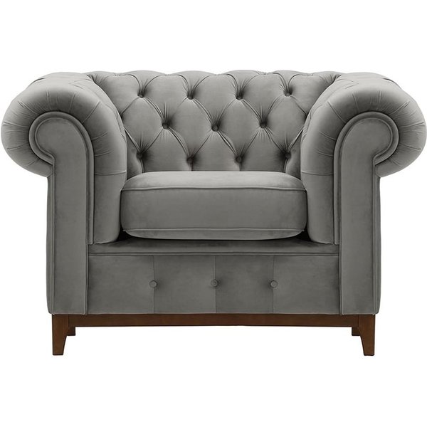 Chesterfield Grand Armchair, silver, Leg colour: dark oak