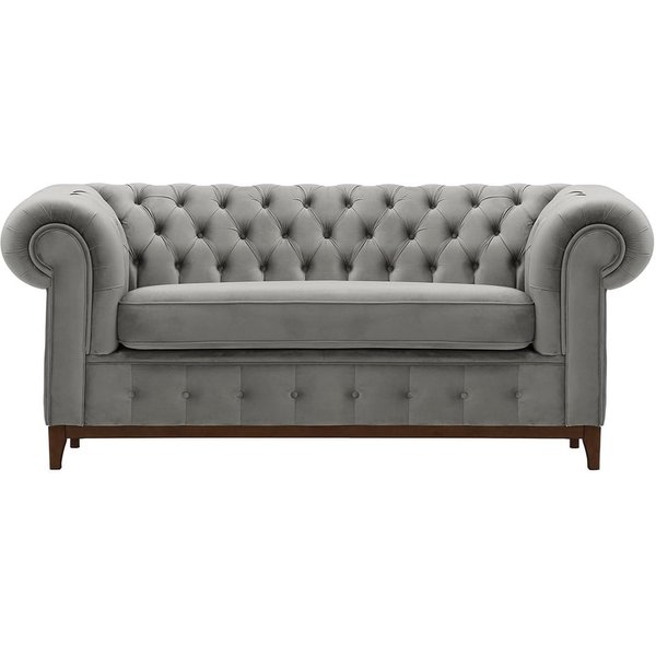 Chesterfield Grand 2 Seater Sofa, silver, Leg colour: dark oak