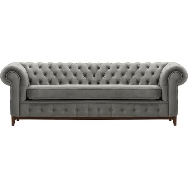 Chesterfield Grand 3 Seater Sofa, silver, Leg colour: dark oak