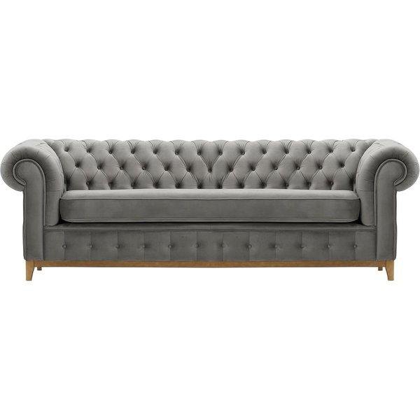Chesterfield Grand 3 Seater Sofa, silver, Leg colour: like oak