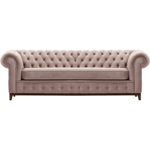 Chesterfield Grand 3 Seater Sofa, lilac, Leg colour: dark oak