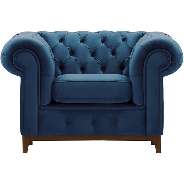 Chesterfield Grand Armchair, blue, Leg colour: dark oak