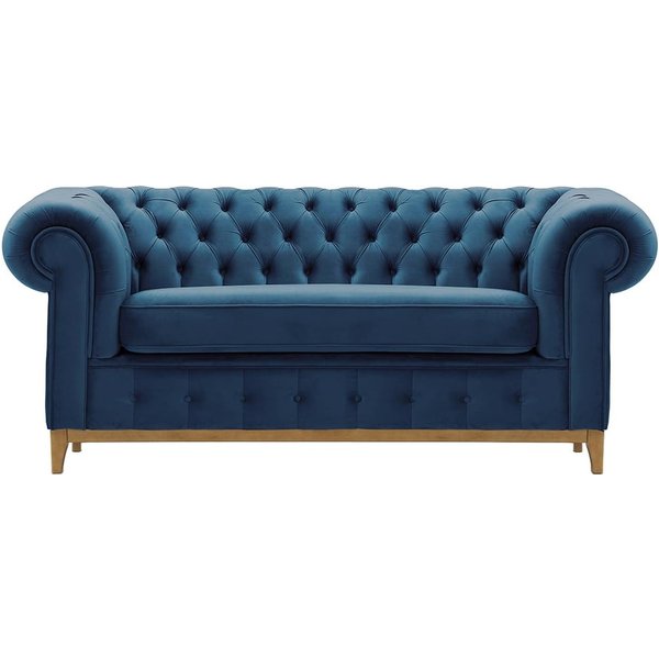 Chesterfield Grand 2 Seater Sofa, blue, Leg colour: like oak