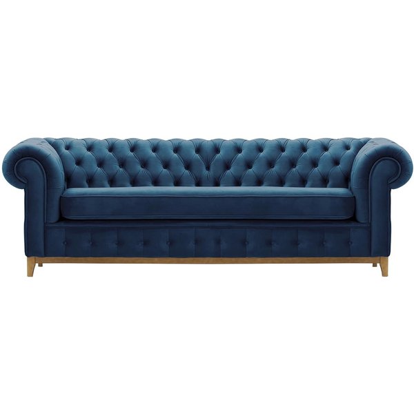 Chesterfield Grand 3 Seater Sofa, blue, Leg colour: like oak