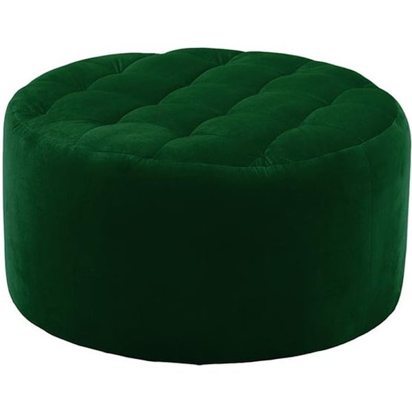 Flair Medium Round Pouffe with Stitching, dark green