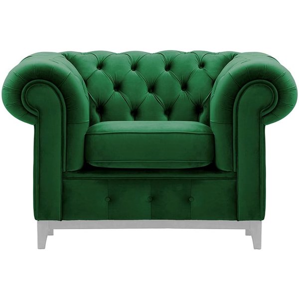 Chesterfield Grand Armchair, dark green, Leg colour: white