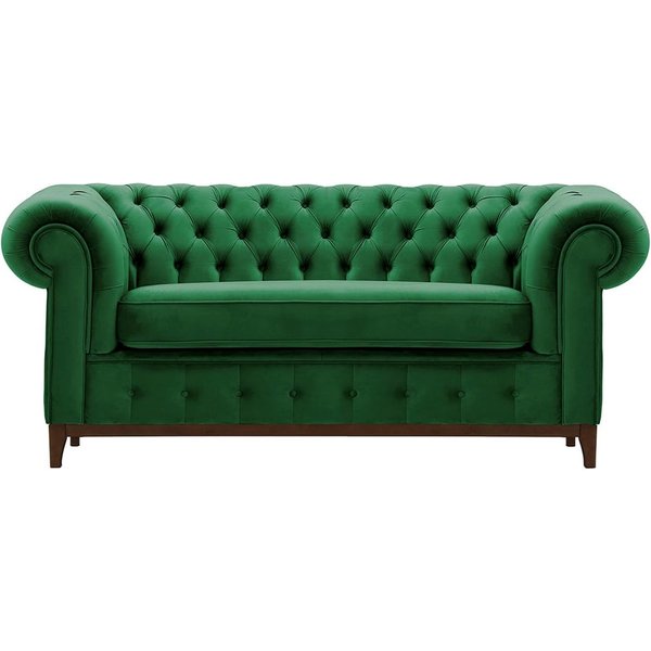 Chesterfield Grand 2 Seater Sofa, dark green, Leg colour: dark oak