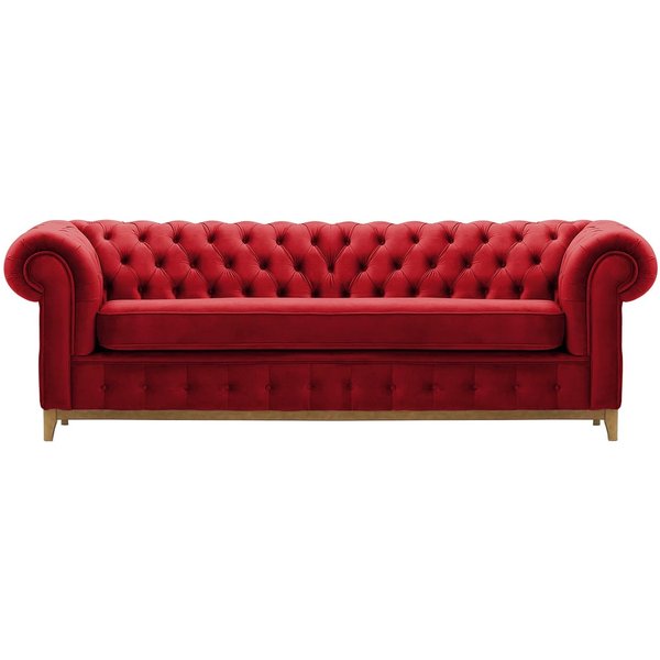 Chesterfield Grand 3 Seater Sofa, dark red, Leg colour: like oak