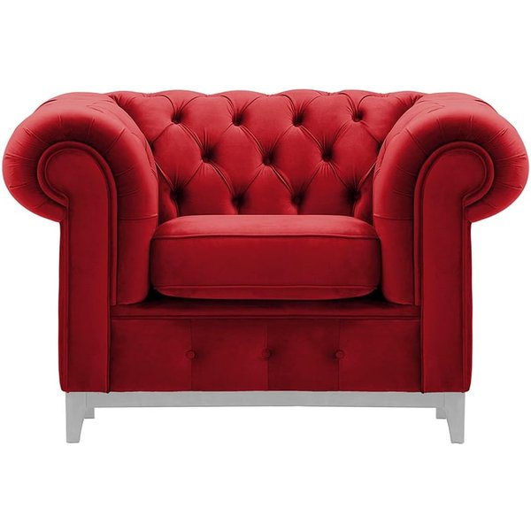 Chesterfield Grand Armchair, dark red, Leg colour: white
