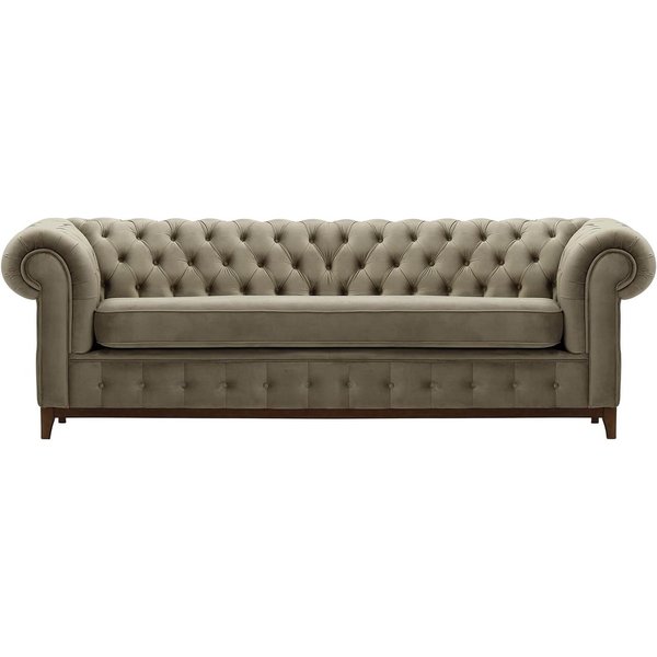 Chesterfield Grand 3 Seater Sofa, mink, Leg colour: dark oak