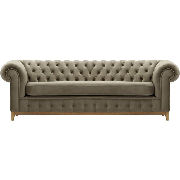 Chesterfield Grand 3 Seater Sofa, mink, Leg colour: like oak