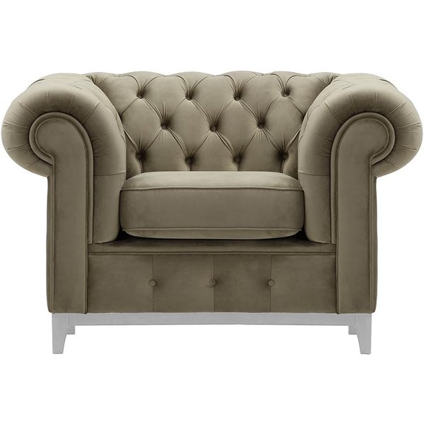Chesterfield Grand Armchair, mink, Leg colour: white