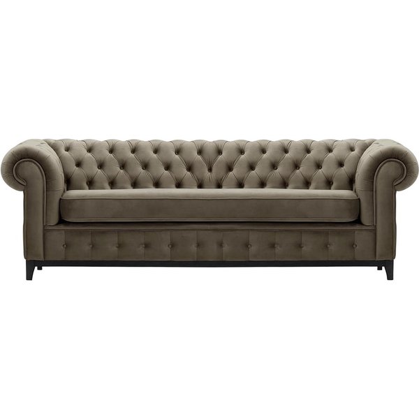 Chesterfield Grand 3 Seater Sofa, grey, Leg colour: black
