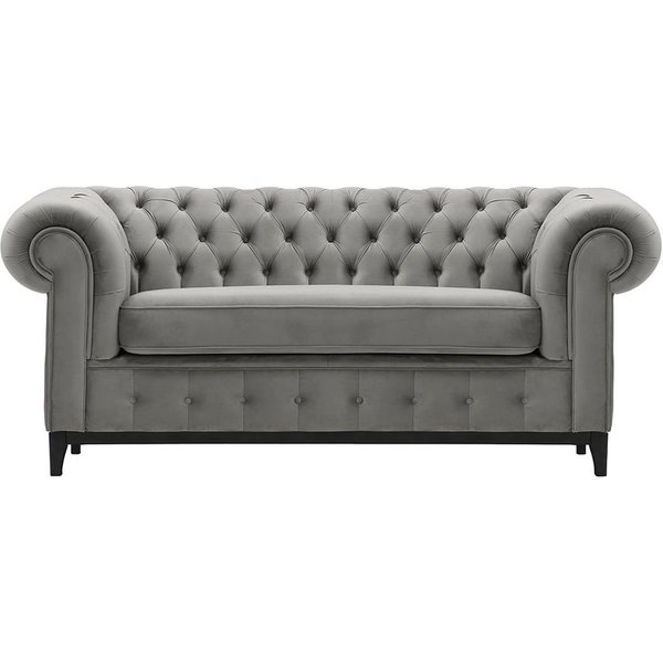 Chesterfield Grand 2 Seater Sofa, silver, Leg colour: black