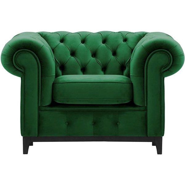 Chesterfield Grand Armchair, dark green, Leg colour: black