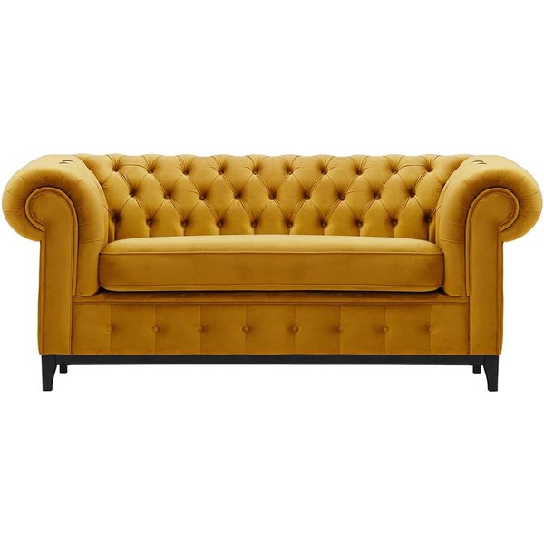 Chesterfield Grand 2 Seater Sofa, mustard, Leg colour: black