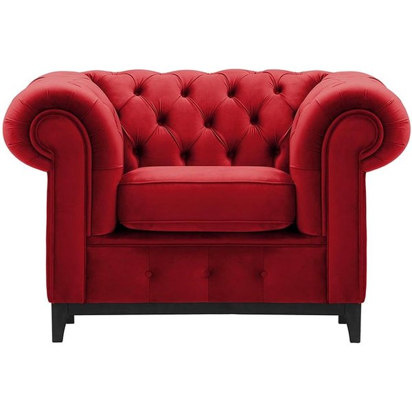 Chesterfield Grand Armchair, dark red, Leg colour: black