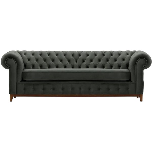 Chesterfield Grand 3 Seater Sofa, graphite, Leg colour: aveo