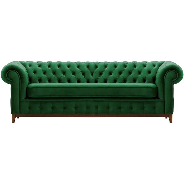 Chesterfield Grand 3 Seater Sofa, dark green, Leg colour: aveo