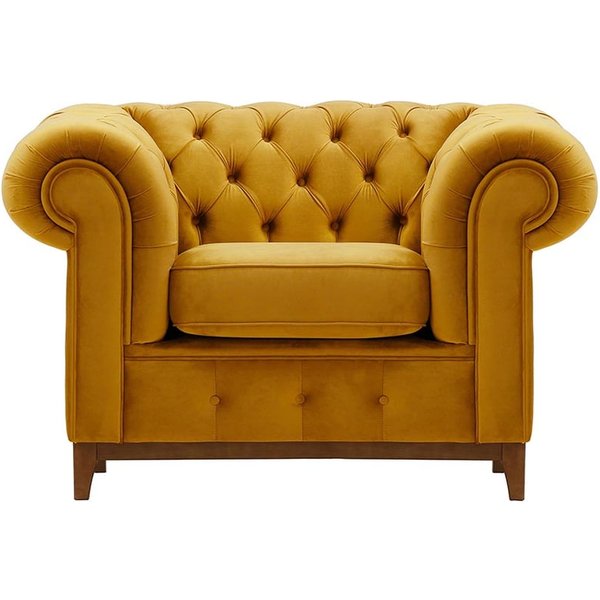 Chesterfield Grand Armchair, mustard, Leg colour: aveo