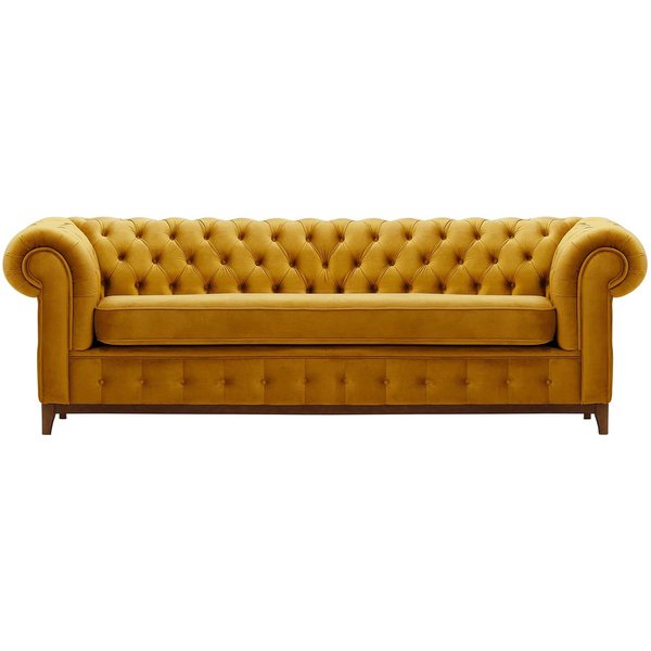 Chesterfield Grand 3 Seater Sofa, mustard, Leg colour: aveo