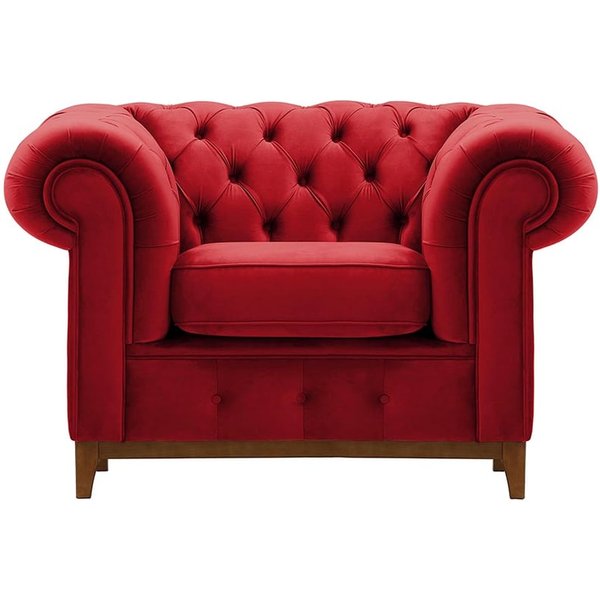 Chesterfield Grand Armchair, dark red, Leg colour: aveo